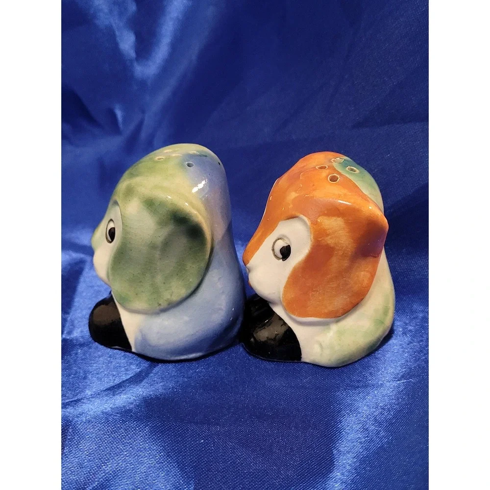 Ceramic Anthropomorphic Dog Salt and Pepper Shakers Vintage Marked Japan